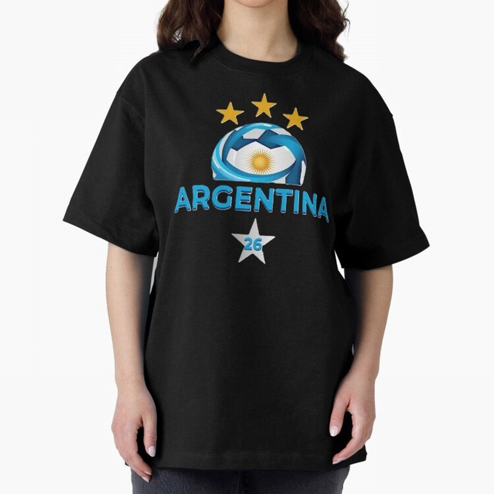 Argentina 2026 Stars Oversized T-Shirt Mark FIFA World Cup 2026 Group Stage Spirit, Built around England and Germany, Messi, Champion Mindset, Group Stage Buzz, Knockout Tension and Passionate Fan Culture; Perfect for Fans, Collectors, Family