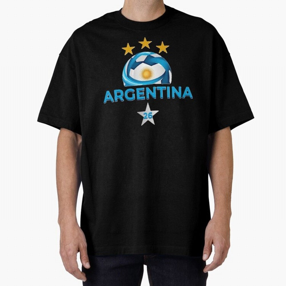 Argentina 2026 Stars Oversized T-Shirt Mark FIFA World Cup 2026 Group Stage Spirit, Built around England and Germany, Messi, Champion Mindset, Group Stage Buzz, Knockout Tension and Passionate Fan Culture; Perfect for Fans, Collectors, Family