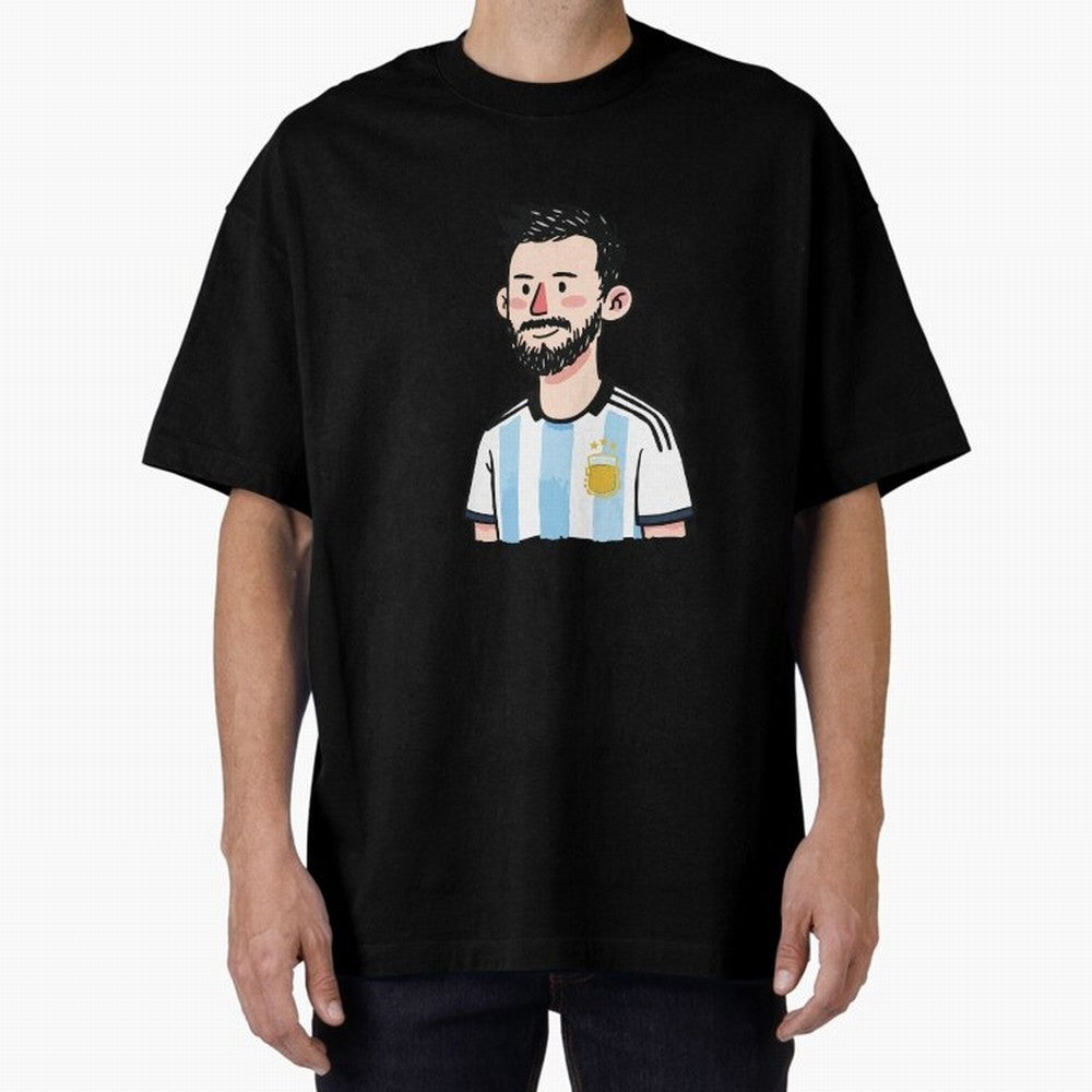 Argentina Soccer Football Player Oversized T-Shirt Show Your Stadium Side during FIFA World Cup 2026 USA Canada Mexico Connected to CR7 and Messi, Germany Energy, Retro Football Energy, Iconic Rivalries, Trophy Chase Drama and Stadium Atmosphere;