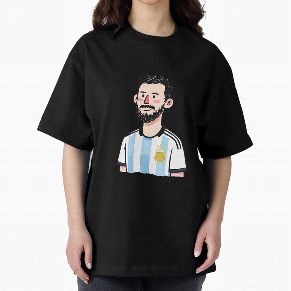 Argentina Soccer Football Player Oversized T-Shirt Show Your Stadium Side during FIFA World Cup 2026 USA Canada Mexico Connected to CR7 and Messi, Germany Energy, Retro Football Energy, Iconic Rivalries, Trophy Chase Drama and Stadium Atmosphere;