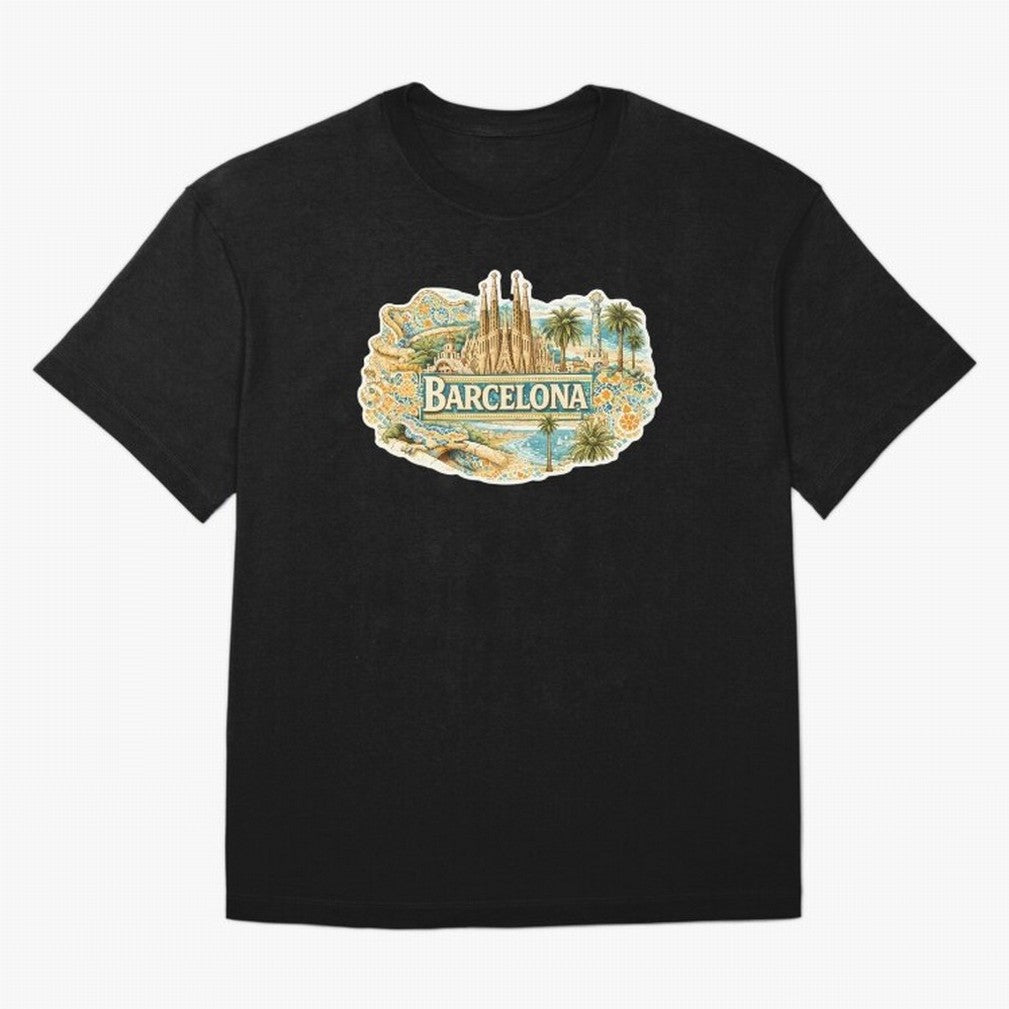 Barcelona Souvenir Sagrada Familia and Mosaic Design Oversized T-Shirt Keep the Legacy of the FIFA World Cup 2026 USA Canada Mexico Journey through Neymar, Haaland and Cristiano Ronaldo Highlights, Netherlands Pride, Championship Spirit, Famous