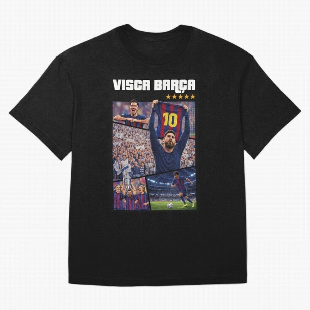 Visca Bar?a Legends Poster | Messi 10 FC Barcelona Art Oversized T-Shirt Stand Proud for the FIFA World Cup 2026 Journey through Messi, CR7 and Mbappe Highlights, Brazil Pride, Game Day Rituals, Football Legends, Country Pride and the Road to the