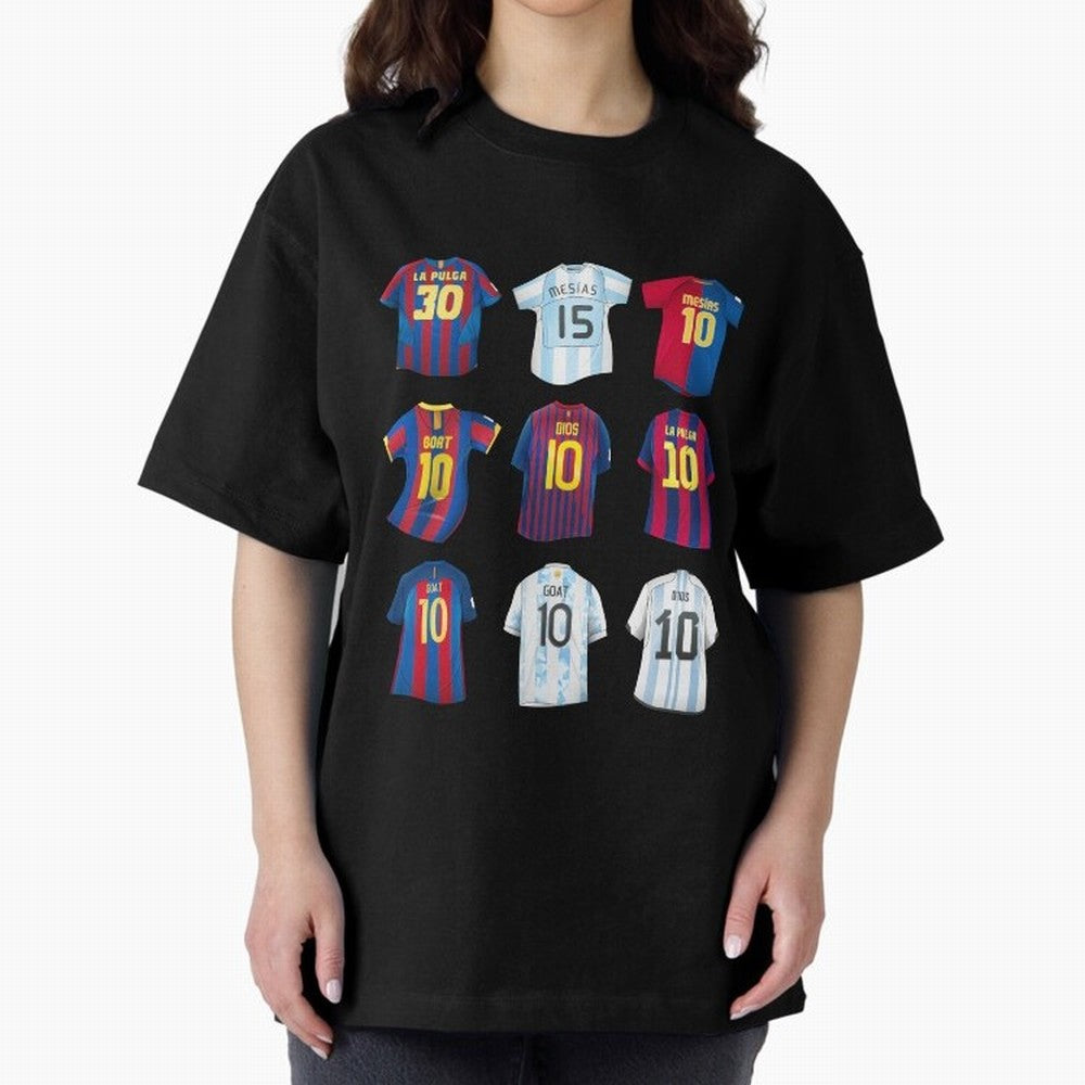 Messi Era Football Jerseys Oversized T-Shirt Bring International Match Energy to FIFA World Cup 2026 Group Stage for Fans of Neymar and Netherlands, Bringing Championship Spirit, Famous Goals, Roaring Crowds and International Football Unity; Great