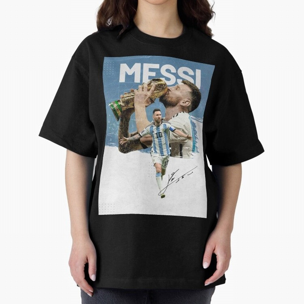 Messi Oversized T-Shirt Bring Bold Fan Energy to FIFA World Cup 2026 USA Canada Mexico for Fans of Cristiano Ronaldo and Spain, Bringing Retro Football Energy, Iconic Rivalries, Trophy Chase Drama and Stadium Atmosphere; Ideal for Passionate Fans