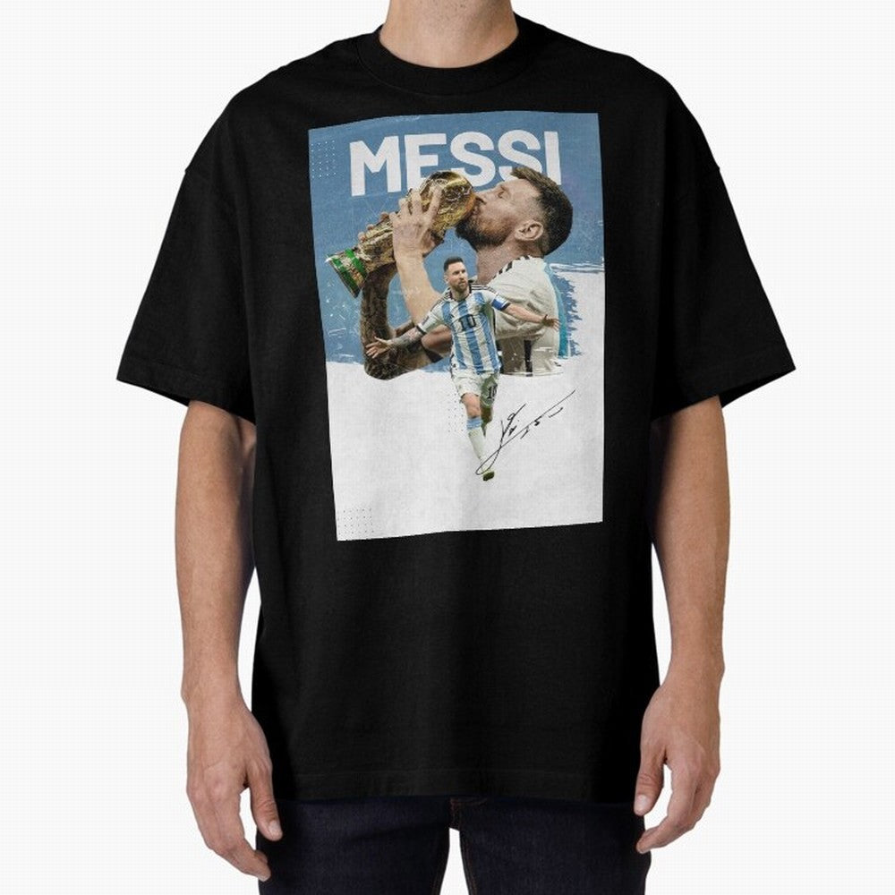 Messi Oversized T-Shirt Bring Bold Fan Energy to FIFA World Cup 2026 USA Canada Mexico for Fans of Cristiano Ronaldo and Spain, Bringing Retro Football Energy, Iconic Rivalries, Trophy Chase Drama and Stadium Atmosphere; Ideal for Passionate Fans