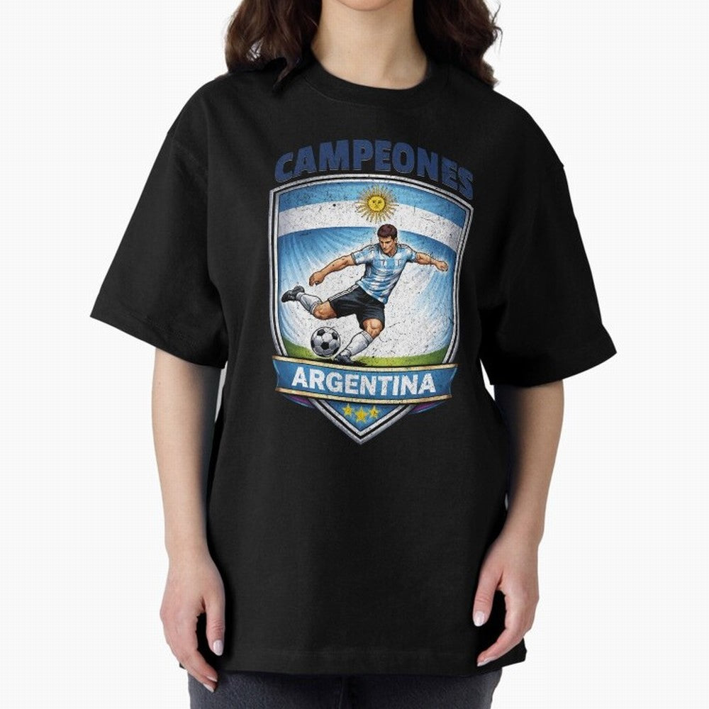 Argentina Vintage Soccer Badge - Campeones 3 Stars Essential T-Shirt Celebrate Unforgettable Nights in the FIFA World Cup 2026 USA Canada Mexico Journey through Messi, Neymar and Mbappe Highlights, England and Germany Pride, Football Festival