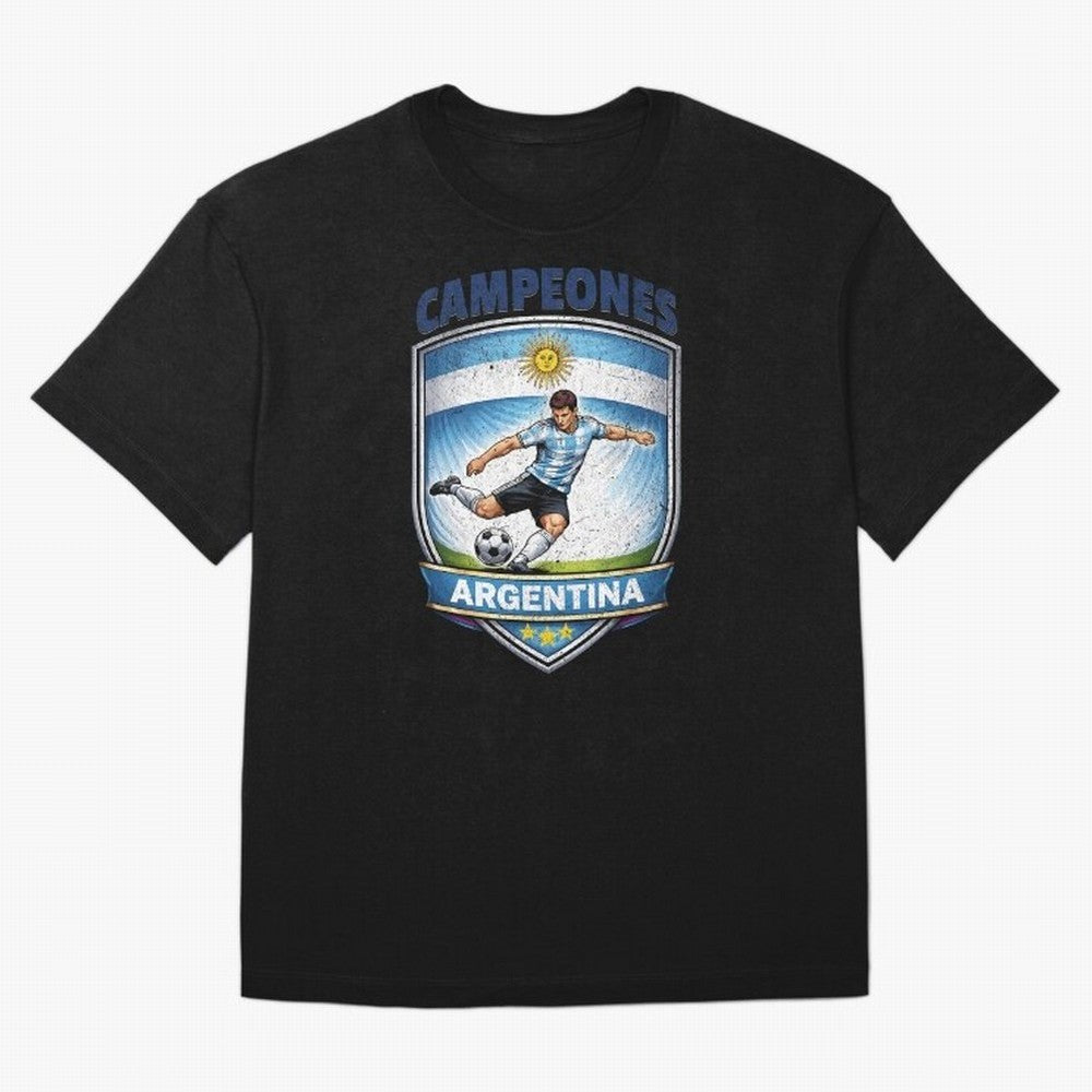 Argentina Vintage Soccer Badge - Campeones 3 Stars Essential T-Shirt Celebrate Unforgettable Nights in the FIFA World Cup 2026 USA Canada Mexico Journey through Messi, Neymar and Mbappe Highlights, England and Germany Pride, Football Festival