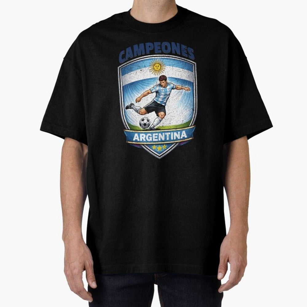 Argentina Vintage Soccer Badge - Campeones 3 Stars Essential T-Shirt Celebrate Unforgettable Nights in the FIFA World Cup 2026 USA Canada Mexico Journey through Messi, Neymar and Mbappe Highlights, England and Germany Pride, Football Festival