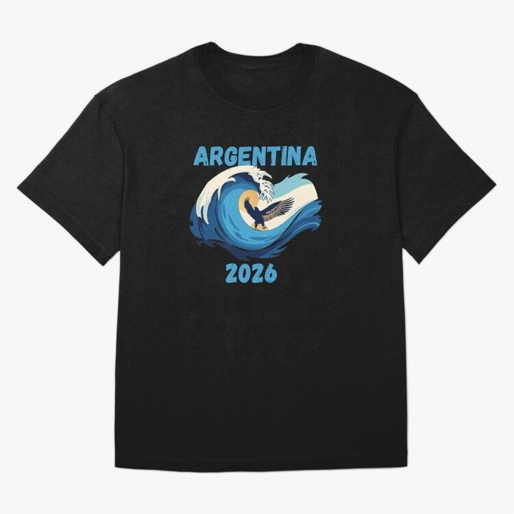 Camiseta y Calcoman¨ªa Argentina - Dise?o Bandera Albiceleste para Hinchas. Oversized T-Shirt Celebrate FIFA World Cup 2026 Group Stage for Fans of Messi and Cristiano Ronaldo and Argentina, France and Brazil, Bringing Global Supporter Spirit,