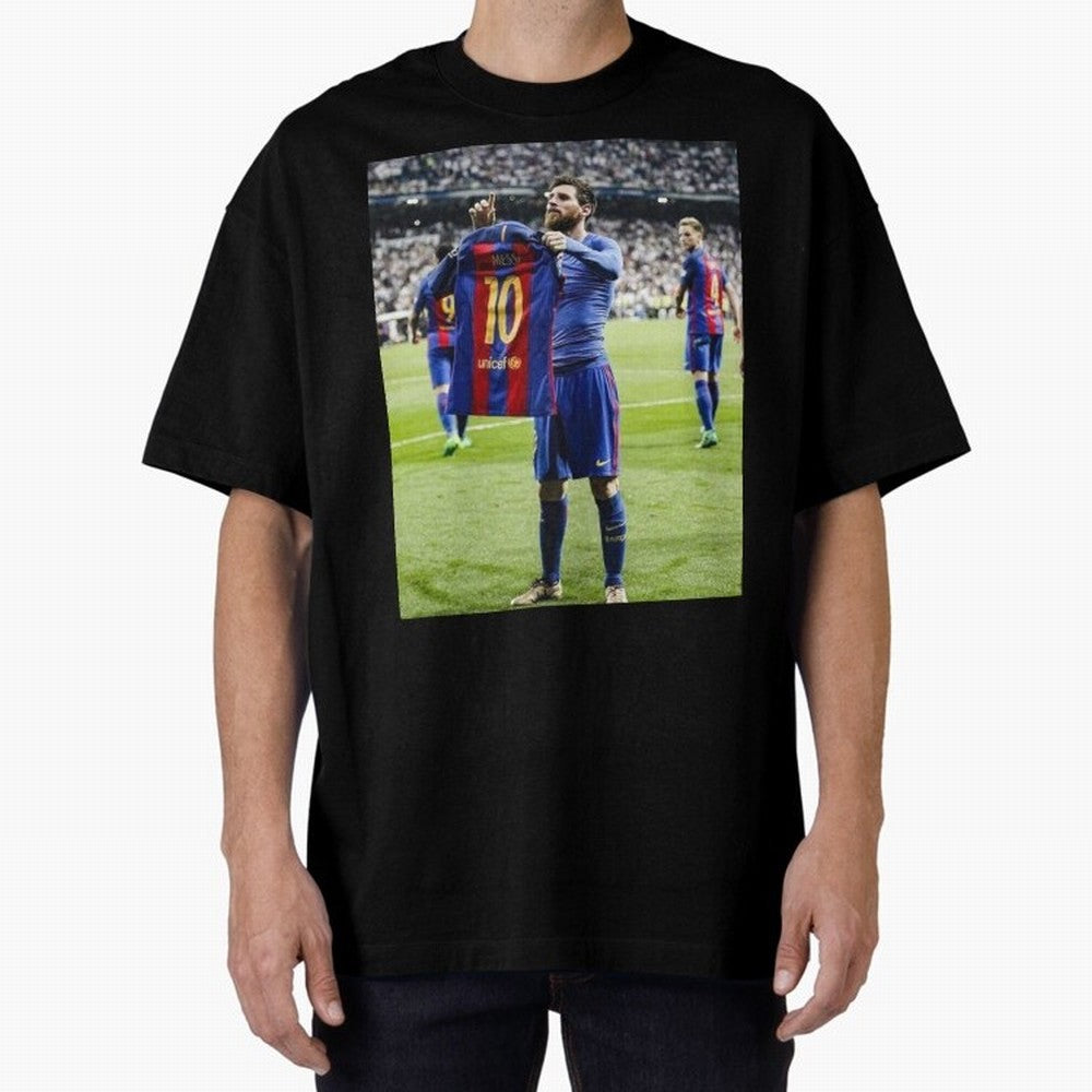 Lional Messi Poster Design Oversized T-Shirt Honor Global Football Passion for FIFA World Cup 2026 Group Stage, Celebrating Neymar, Haaland and Cristiano Ronaldo, Portugal, Global Supporter Spirit, Legendary Goals, National Colors and Tournament