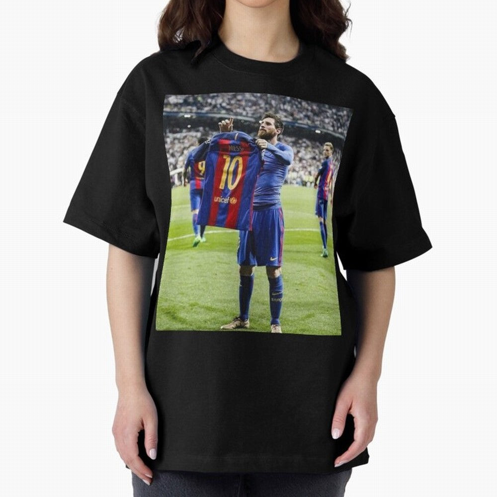 Lional Messi Poster Design Oversized T-Shirt Honor Global Football Passion for FIFA World Cup 2026 Group Stage, Celebrating Neymar, Haaland and Cristiano Ronaldo, Portugal, Global Supporter Spirit, Legendary Goals, National Colors and Tournament