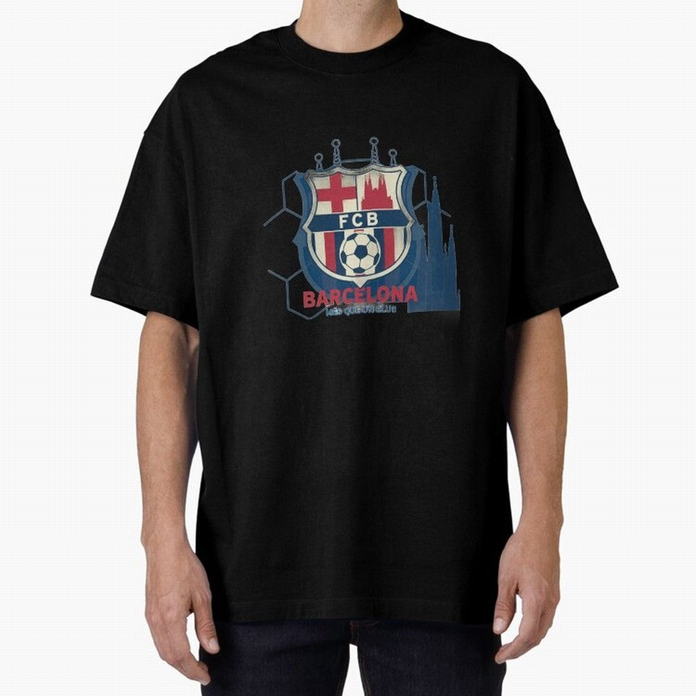FCB Minimalist - Football Fan Design Oversized T-Shirt Honor Champions and Dreams in FIFA World Cup 2026 Group Stage Inspired by Messi, Argentina and Brazil Energy, Football History, Final Match Energy, Crowd Noise and Once in a Lifetime Moments;