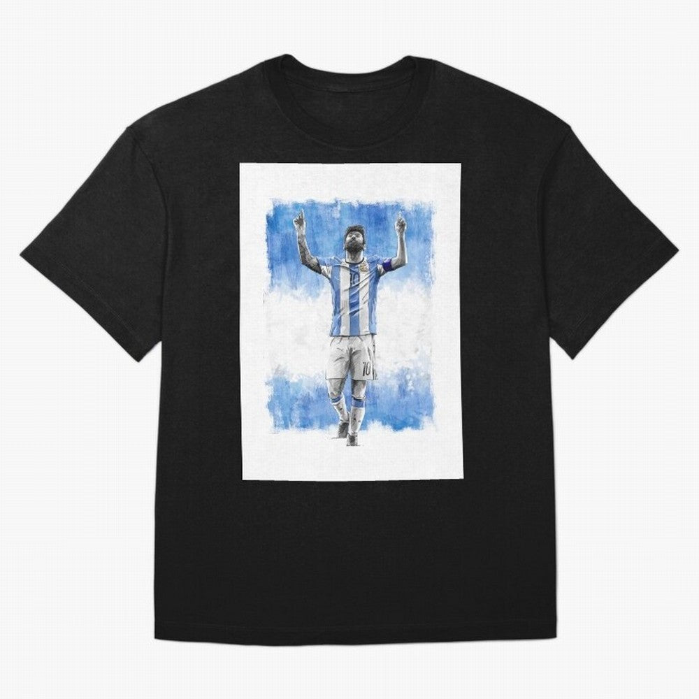 Messi Argentina Football Drawing Oversized T-Shirt Relive the Noise and Pride of FIFA World Cup 2026 USA Canada Mexico Made for CR7, France Energy, Soccer Culture, Superstar Moments, National Team Dreams and Competitive Fire; Ideal for Passionate