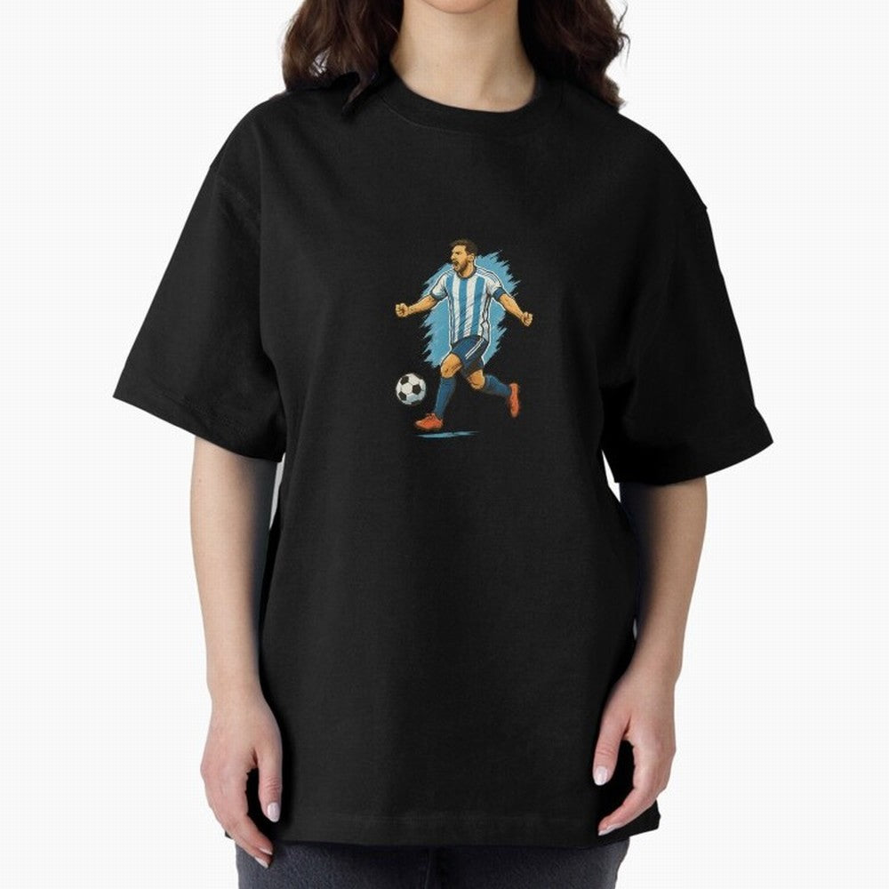 Dynamic Soccer Player Illustration ¨C High-Energy Football Art Classic T-Shirt Keep the Match Day Mood of FIFA World Cup 2026 Group Stage Spirit, Made for Argentina and Brazil, Messi, Football Festival Excitement, Trophy Ambitions, Country