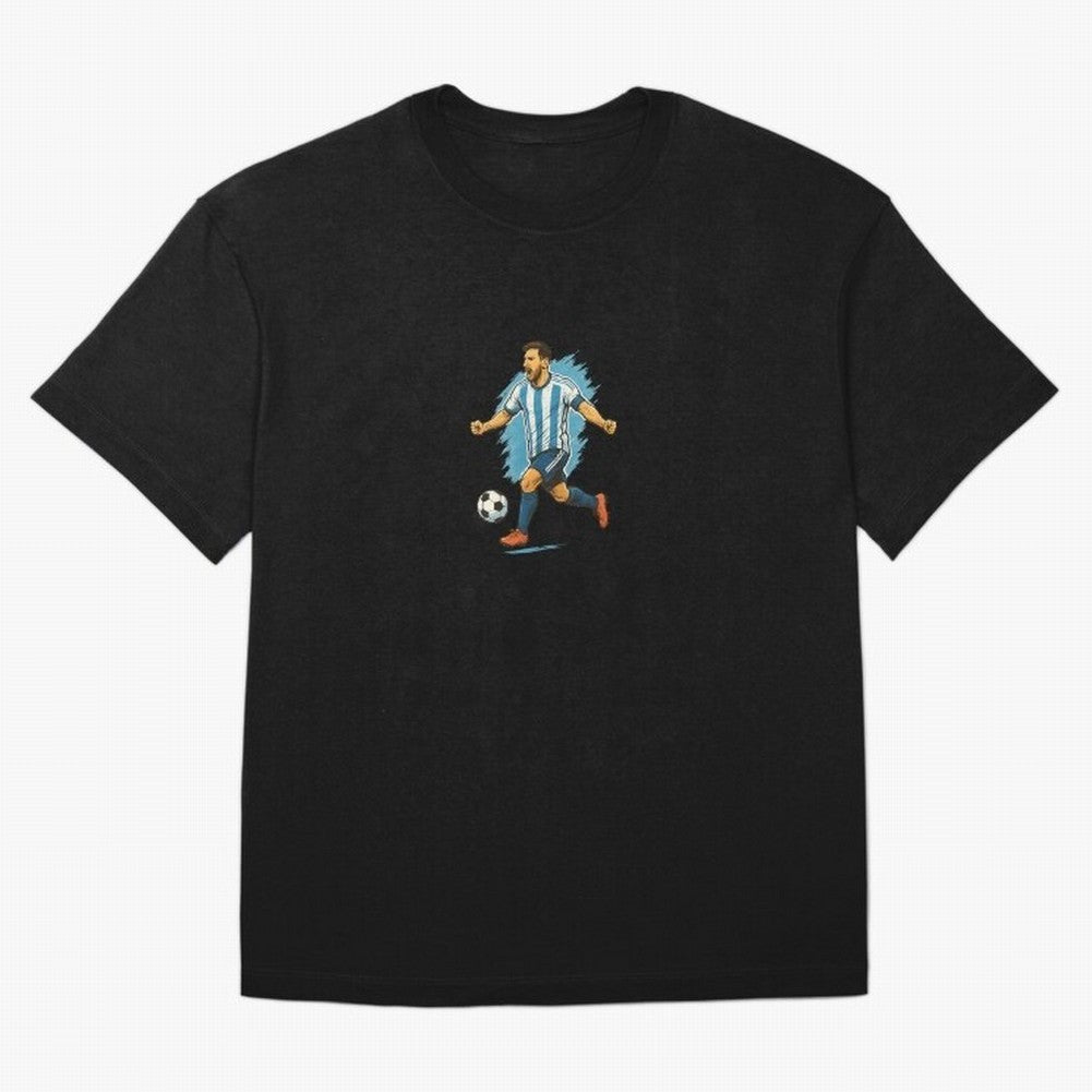 Dynamic Soccer Player Illustration ¨C High-Energy Football Art Classic T-Shirt Keep the Match Day Mood of FIFA World Cup 2026 Group Stage Spirit, Made for Argentina and Brazil, Messi, Football Festival Excitement, Trophy Ambitions, Country