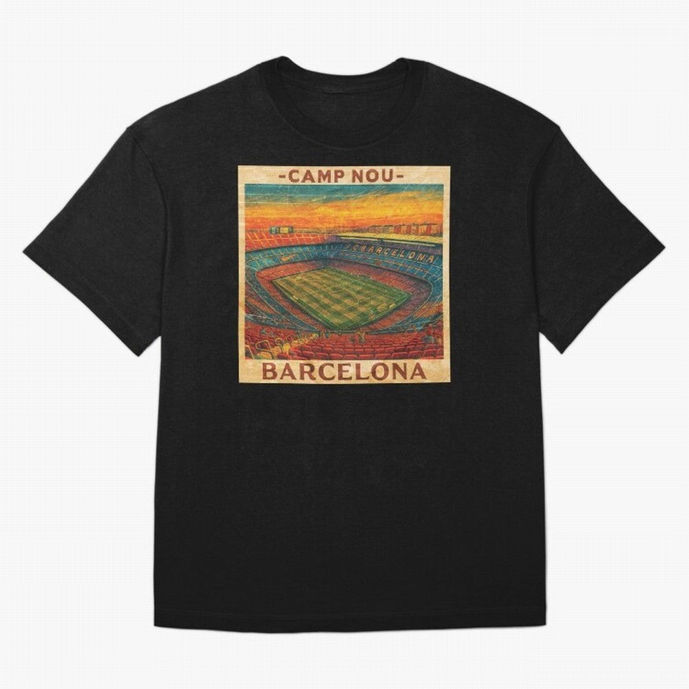 Camp Nou Barcelona FC Classic T-Shirt Back the Journey through Global Football Passion for FIFA World Cup 2026, Inspired by Messi, Neymar and Mbappe, Portugal, Sports Nostalgia, International Competition, Famous Players and Unforgettable Victories;