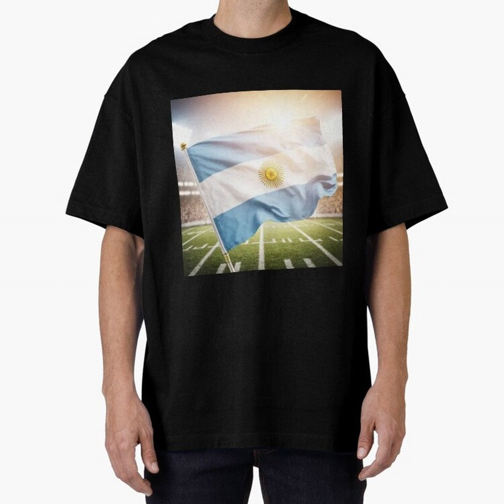 Argentina Flag 3D Football Design ¨C Supporters Argentina Classic T-Shirt Follow Every Goal of Match Day Hype around FIFA World Cup 2026 USA Canada Mexico, Mbappe, Portugal, Worldwide Fan Energy, Dramatic Goals, Stadium Lights and Championship