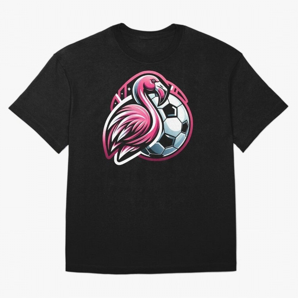 Flamingo & Soccer Fusion Classic T-Shirt Feel the Trophy Chase of Match Day Hype around FIFA World Cup 2026 USA Canada Mexico, CR7 and Messi, England, Retro Football Energy, Iconic Rivalries, Trophy Chase Drama and Stadium Atmosphere; Ideal for