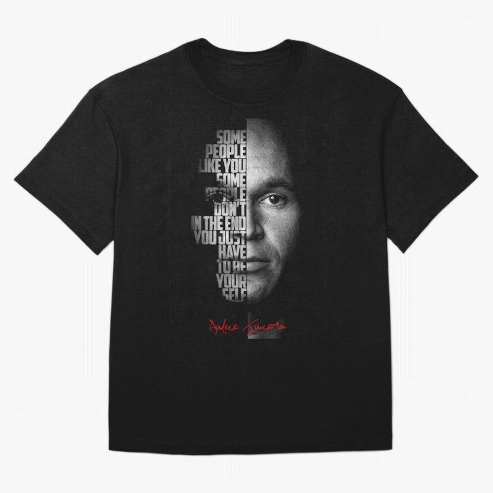 Black and white Andres Iniesta Quote. Oversized T-Shirt Stand with FIFA World Cup 2026 Group Stage Made for Messi, Neymar and Mbappe, France Energy, Classic Soccer Heritage, Championship Pressure, Fan Loyalty and International Pride; Ideal for Fans