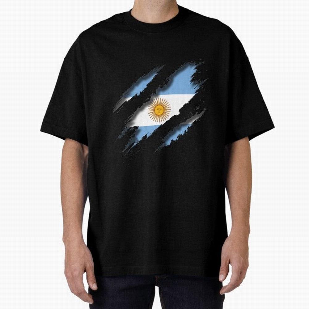 Argentina Tearing a New One Oversized T-Shirt Bring a Champion Mindset to Global Football Passion for FIFA World Cup 2026, Featuring Messi, Neymar and Mbappe, Spain, Worldwide Fan Energy, Dramatic Goals, Stadium Lights and Championship
