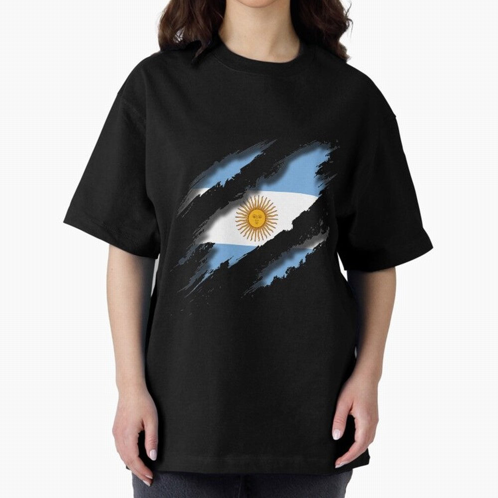 Argentina Tearing a New One Oversized T-Shirt Bring a Champion Mindset to Global Football Passion for FIFA World Cup 2026, Featuring Messi, Neymar and Mbappe, Spain, Worldwide Fan Energy, Dramatic Goals, Stadium Lights and Championship