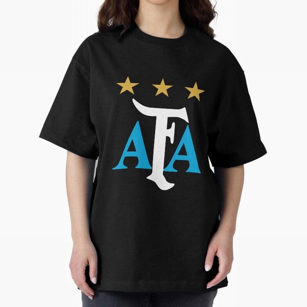 AFA logo - Argentina (light blue, white & gold) Oversized T-Shirt Upgrade Match Day Hype around FIFA World Cup 2026 Group Stage, Neymar, Spain, Supporter Pride, Iconic Celebrations, Legendary Names and Global Match Day Energy; Perfect for People