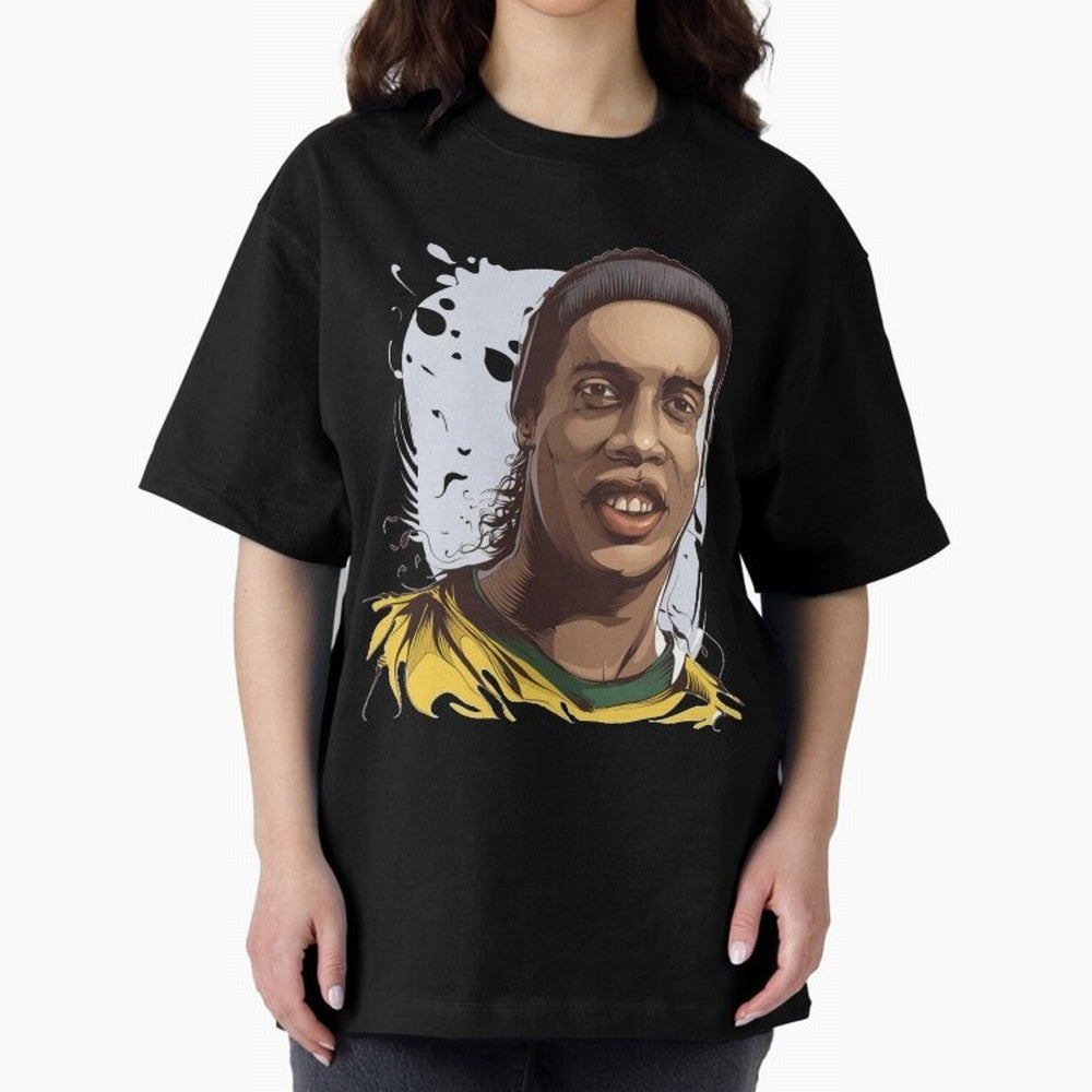 Illustration Ronaldinho Art Classic T-Shirt Show Support during Match Day Hype around FIFA World Cup 2026 USA Canada Mexico, Cristiano Ronaldo, Haaland and CR7, Brazil, Game Day Rituals, Football Legends, Country Pride and the Road to the Final;