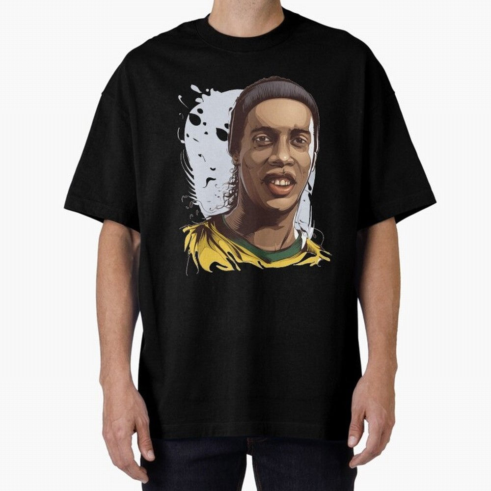 Illustration Ronaldinho Art Classic T-Shirt Show Support during Match Day Hype around FIFA World Cup 2026 USA Canada Mexico, Cristiano Ronaldo, Haaland and CR7, Brazil, Game Day Rituals, Football Legends, Country Pride and the Road to the Final;