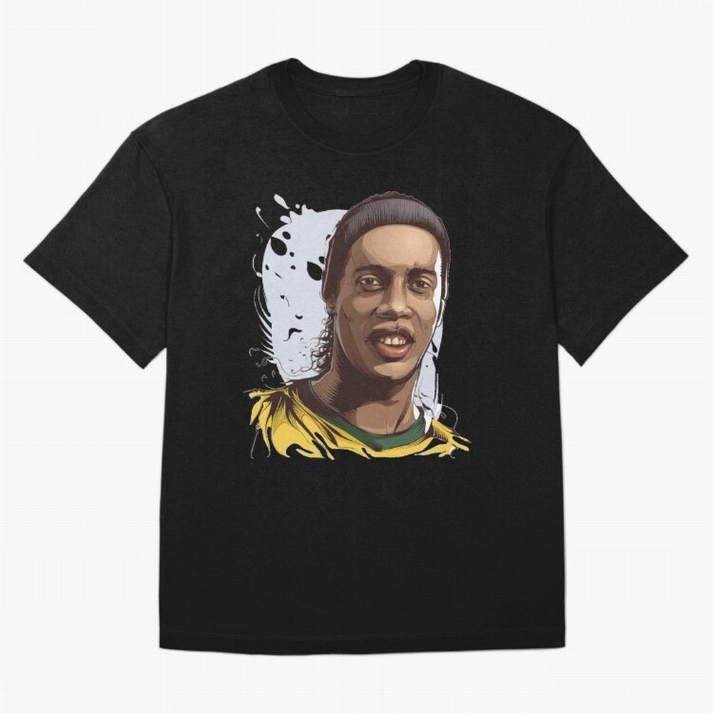 Illustration Ronaldinho Art Classic T-Shirt Show Support during Match Day Hype around FIFA World Cup 2026 USA Canada Mexico, Cristiano Ronaldo, Haaland and CR7, Brazil, Game Day Rituals, Football Legends, Country Pride and the Road to the Final;