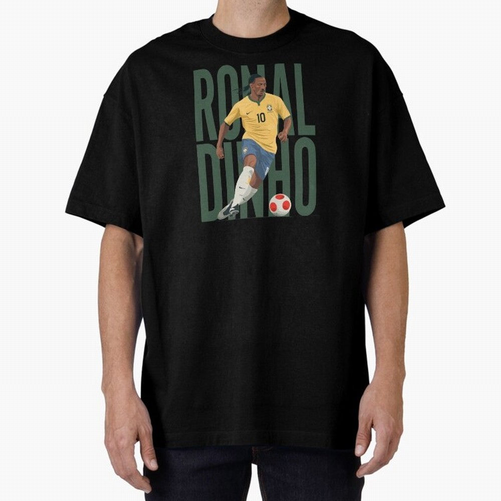 Ronaldinho Gaucho in action Minimalist Graphic Premium T-Shirt Show Championship Spirit for FIFA World Cup 2026 USA Canada Mexico Centered on Messi and Cristiano Ronaldo, Netherlands Energy, Global Supporter Spirit, Legendary Goals, National Colors