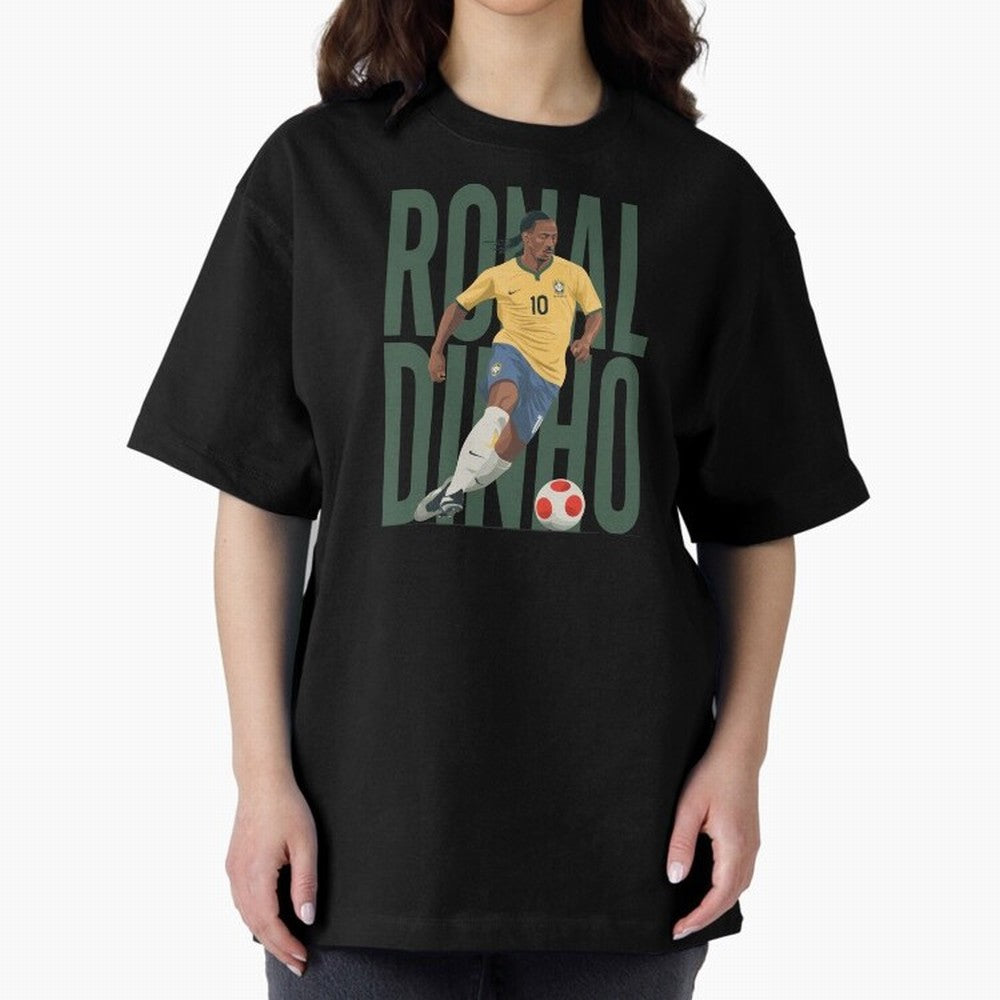 Ronaldinho Gaucho in action Minimalist Graphic Premium T-Shirt Show Championship Spirit for FIFA World Cup 2026 USA Canada Mexico Centered on Messi and Cristiano Ronaldo, Netherlands Energy, Global Supporter Spirit, Legendary Goals, National Colors