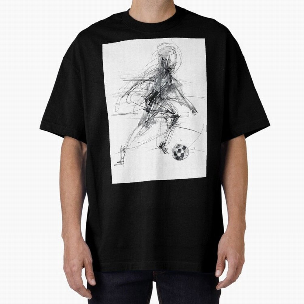 Abstract Soccer Player Sketch ¡ª Minimal Line Art Design Premium T-Shirt Support Iconic Players in FIFA World Cup 2026 Group Stage for Fans of Neymar, Haaland and Cristiano Ronaldo and Netherlands, Bringing Sports Nostalgia, International