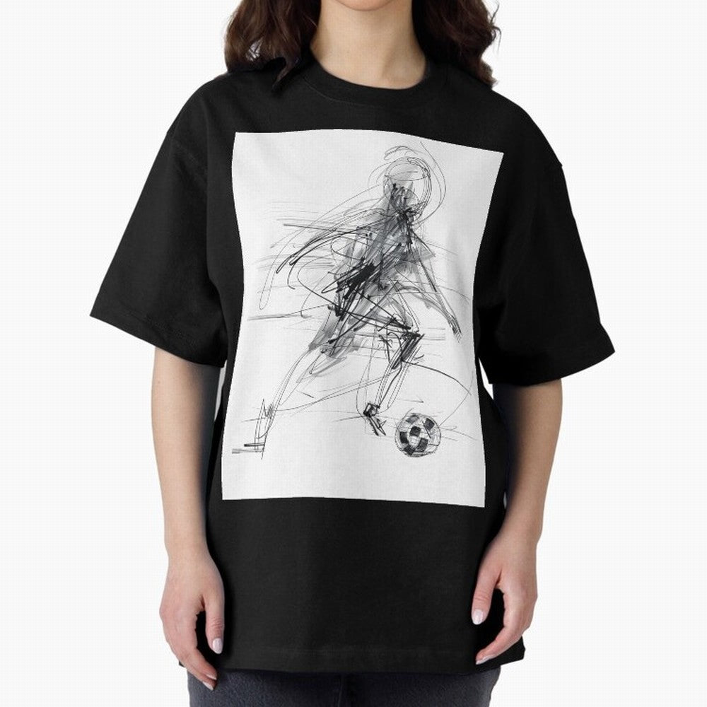 Abstract Soccer Player Sketch ¡ª Minimal Line Art Design Premium T-Shirt Support Iconic Players in FIFA World Cup 2026 Group Stage for Fans of Neymar, Haaland and Cristiano Ronaldo and Netherlands, Bringing Sports Nostalgia, International