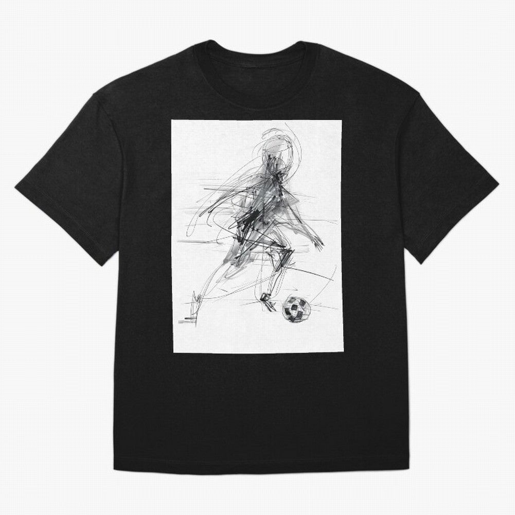 Abstract Soccer Player Sketch ¡ª Minimal Line Art Design Premium T-Shirt Support Iconic Players in FIFA World Cup 2026 Group Stage for Fans of Neymar, Haaland and Cristiano Ronaldo and Netherlands, Bringing Sports Nostalgia, International