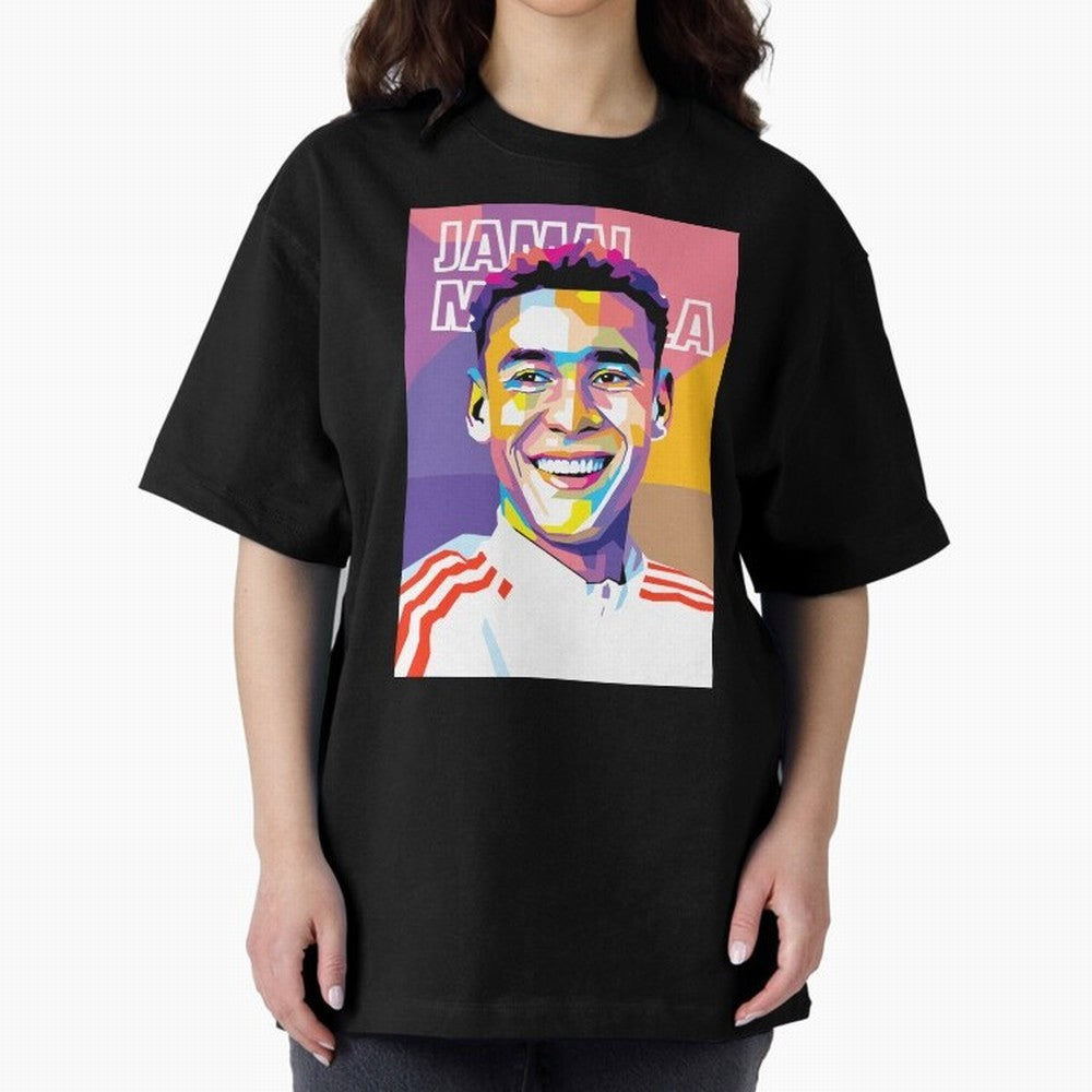Jamal Musiala in WPAP Style Essential T-Shirt Treasure Global Football Passion for FIFA World Cup 2026 Group Stage, Celebrating Mbappe and Neymar, England, France and Netherlands, Championship Spirit, Famous Goals, Roaring Crowds and International