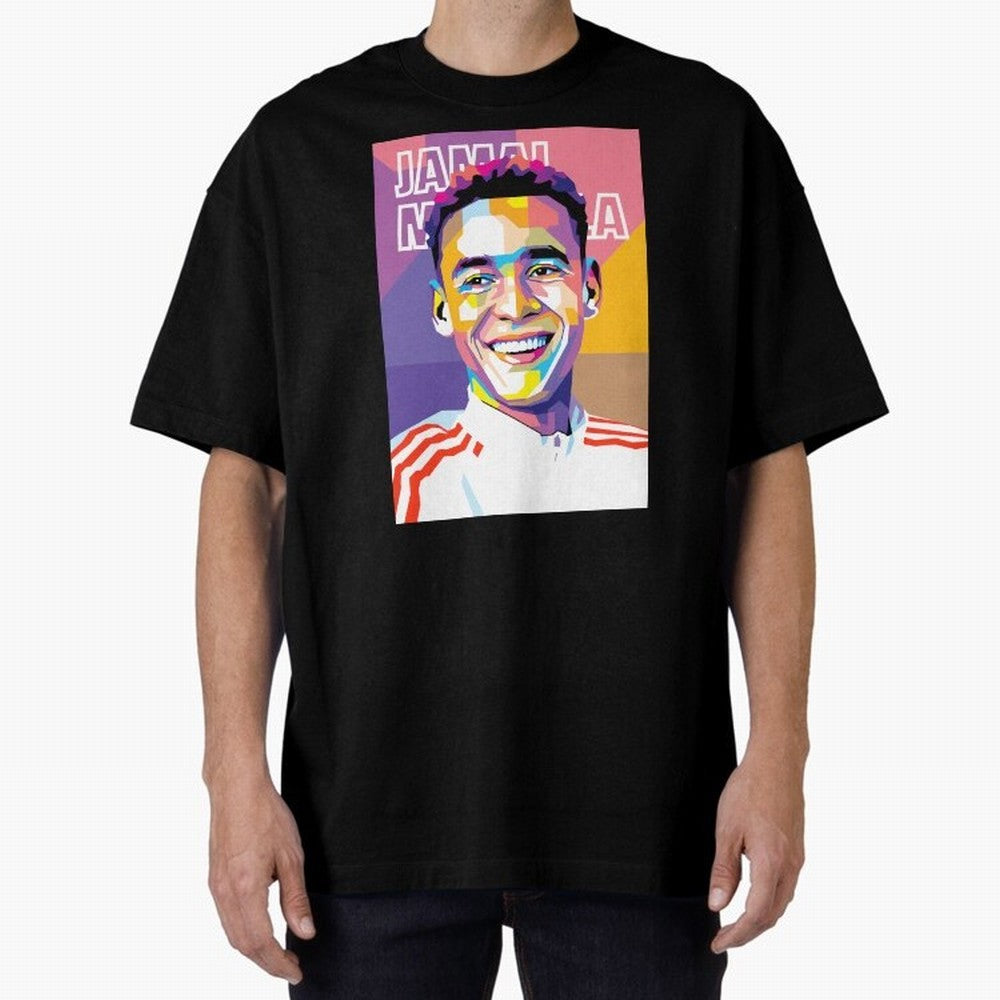 Jamal Musiala in WPAP Style Essential T-Shirt Treasure Global Football Passion for FIFA World Cup 2026 Group Stage, Celebrating Mbappe and Neymar, England, France and Netherlands, Championship Spirit, Famous Goals, Roaring Crowds and International