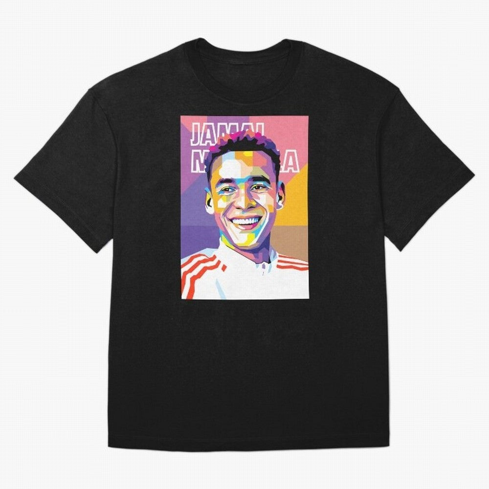 Jamal Musiala in WPAP Style Essential T-Shirt Treasure Global Football Passion for FIFA World Cup 2026 Group Stage, Celebrating Mbappe and Neymar, England, France and Netherlands, Championship Spirit, Famous Goals, Roaring Crowds and International