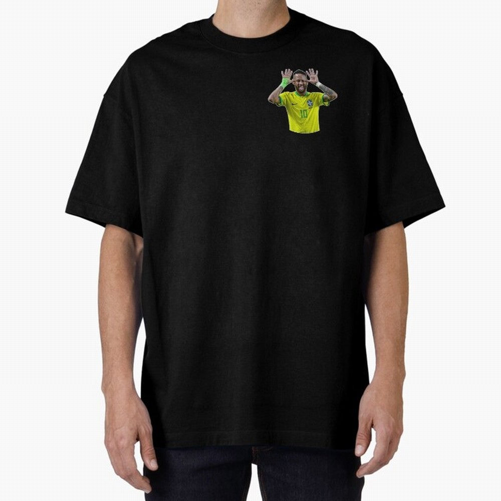 Neymar Oversized T-Shirt Honor Football Greatness during FIFA World Cup 2026 USA Canada Mexico for Fans of Haaland and France, Bringing Retro Football Energy, Iconic Rivalries, Trophy Chase Drama and Stadium Atmosphere; Ideal for Passionate Fans