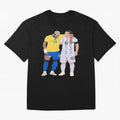 Messi and Neymar Copa America Friends Oversized T-Shirt Capture Stadium Memories from FIFA World Cup 2026 USA Canada Mexico for Fans of Mbappe and England and Germany, Bringing Championship Spirit, Famous Goals, Roaring Crowds and International