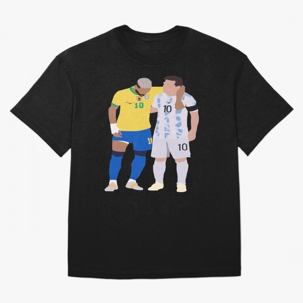 Messi and Neymar Copa America Friends Oversized T-Shirt Capture Stadium Memories from FIFA World Cup 2026 USA Canada Mexico for Fans of Mbappe and England and Germany, Bringing Championship Spirit, Famous Goals, Roaring Crowds and International