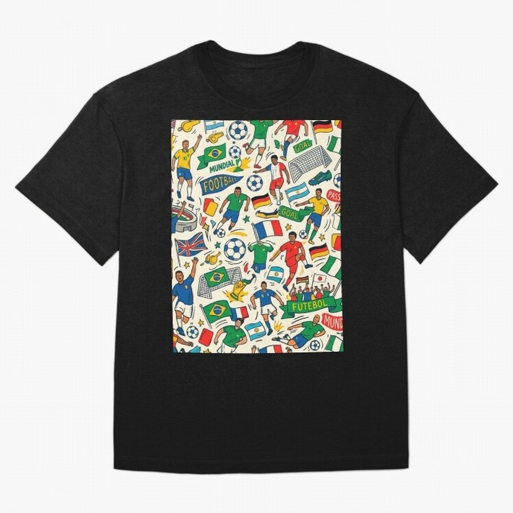 World Cup 2026: Global Football Fever Oversized T-Shirt Show Your Tournament Heart for FIFA World Cup 2026 USA Canada Mexico Spirit, Highlighting Spain, Mbappe, Fan Favorite Moments, National Team Passion, Big Match Drama and Soccer History;