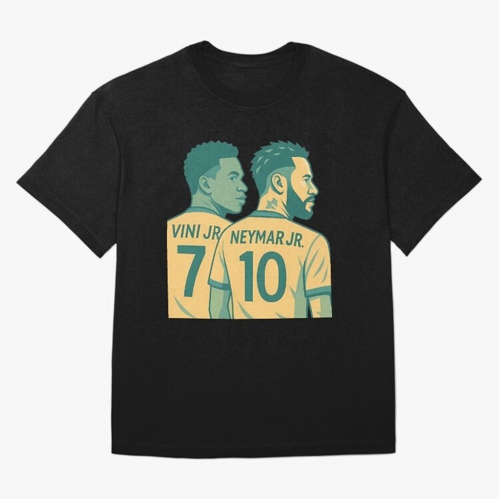 Vini Jr and Neymar Jr side-by-side Classic T-Shirt Stand Proud for Match Day Hype around FIFA World Cup 2026 USA Canada Mexico, Cristiano Ronaldo, France and Portugal, Classic Soccer Heritage, Championship Pressure, Fan Loyalty and International