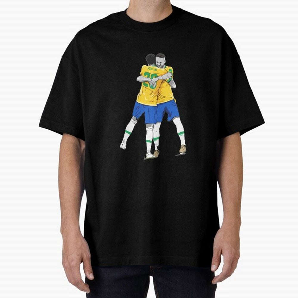BRAZIL Neymar Jr and Vini Jr World Cup Celebration Oversized T-Shirt Represent FIFA World Cup 2026 Built around Neymar, Haaland and Cristiano Ronaldo, Argentina Energy, Championship Spirit, Famous Goals, Roaring Crowds and International Football