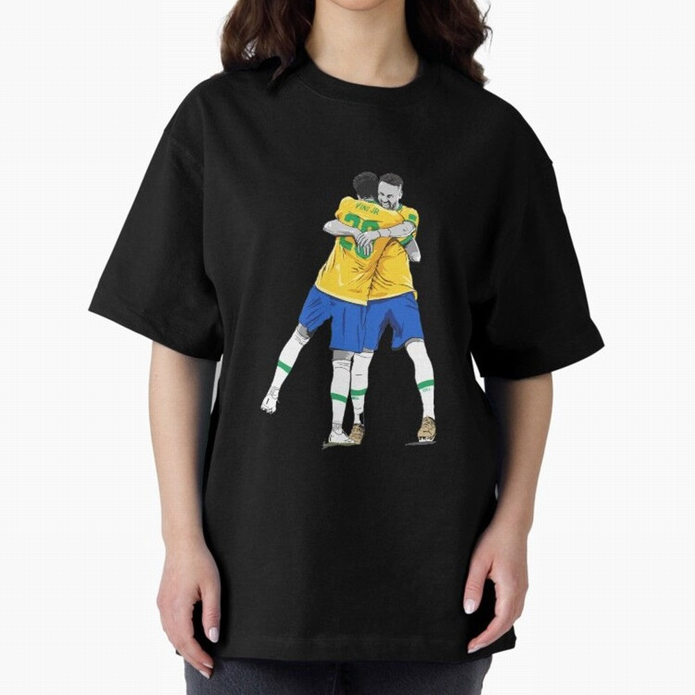 BRAZIL Neymar Jr and Vini Jr World Cup Celebration Oversized T-Shirt Represent FIFA World Cup 2026 Built around Neymar, Haaland and Cristiano Ronaldo, Argentina Energy, Championship Spirit, Famous Goals, Roaring Crowds and International Football
