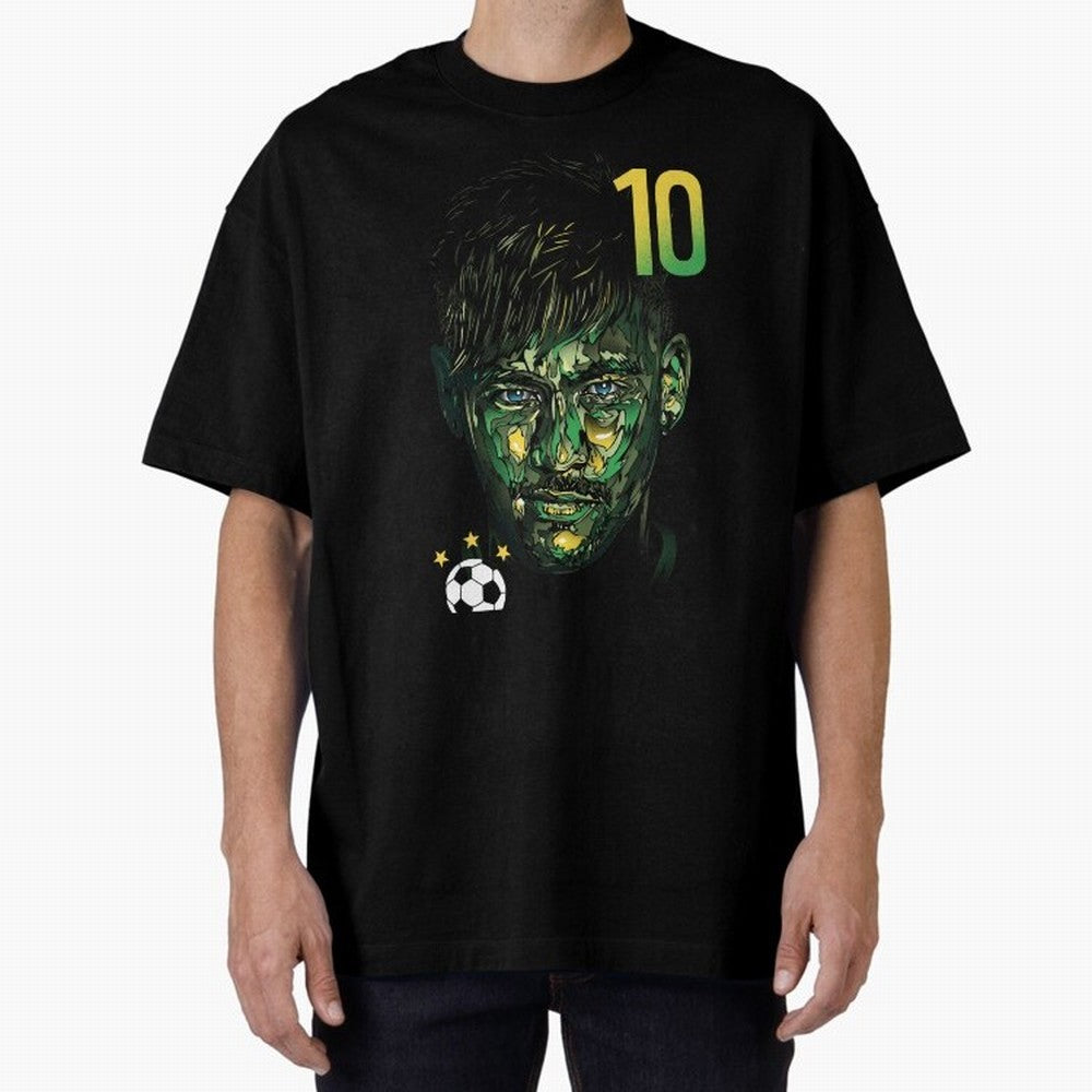 Neymar Jr. Oversized T-Shirt Cheer for FIFA World Cup 2026 USA Canada Mexico for Fans of Mbappe and Neymar and Spain, Bringing Sports Nostalgia, International Competition, Famous Players and Unforgettable Victories; Perfect for Supporters Who Want