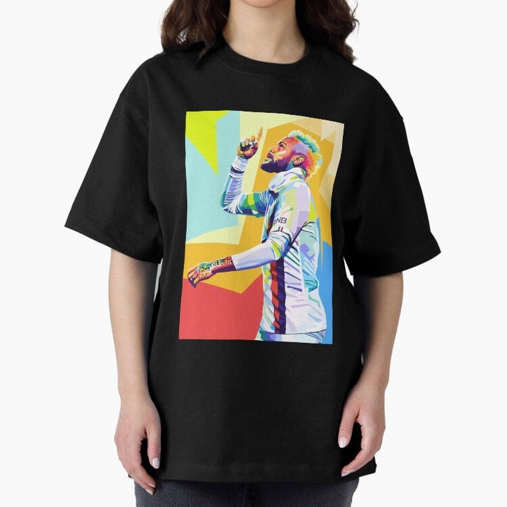 Neymar Jr Wpap pop art Oversized T-Shirt Join the Countdown to the FIFA World Cup 2026 Journey through Mbappe and Neymar Highlights, France and Portugal Pride, Sports Nostalgia, International Competition, Famous Players and Unforgettable Victories;