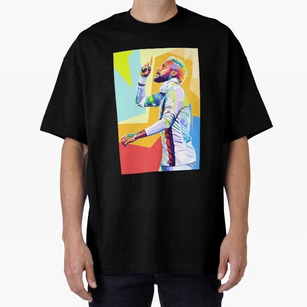 Neymar Jr Wpap pop art Oversized T-Shirt Join the Countdown to the FIFA World Cup 2026 Journey through Mbappe and Neymar Highlights, France and Portugal Pride, Sports Nostalgia, International Competition, Famous Players and Unforgettable Victories;