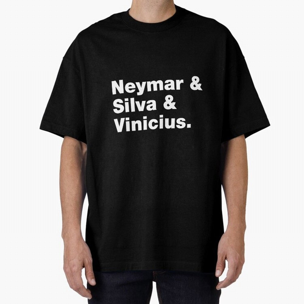 Neymar + Silva + Vinicius - Brazil Brazilian World Cup Squad Team Players Football Soccer Qatar WC 22 Oversized T-Shirt Create Global Football Passion for FIFA World Cup 2026 Group Stage, Driven by Cristiano Ronaldo, Haaland and CR7, Portugal,