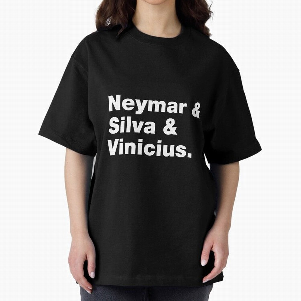 Neymar + Silva + Vinicius - Brazil Brazilian World Cup Squad Team Players Football Soccer Qatar WC 22 Oversized T-Shirt Create Global Football Passion for FIFA World Cup 2026 Group Stage, Driven by Cristiano Ronaldo, Haaland and CR7, Portugal,