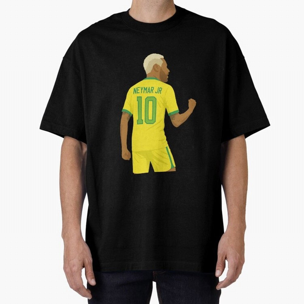 Neymar Jr in Yellow Glory Sticker Oversized T-Shirt Honor the Football Icons of Match Day Hype around FIFA World Cup 2026 USA Canada Mexico, Messi, England, Football Passion, Legendary Performances, Festival Vibes and Supporter Community; Great for